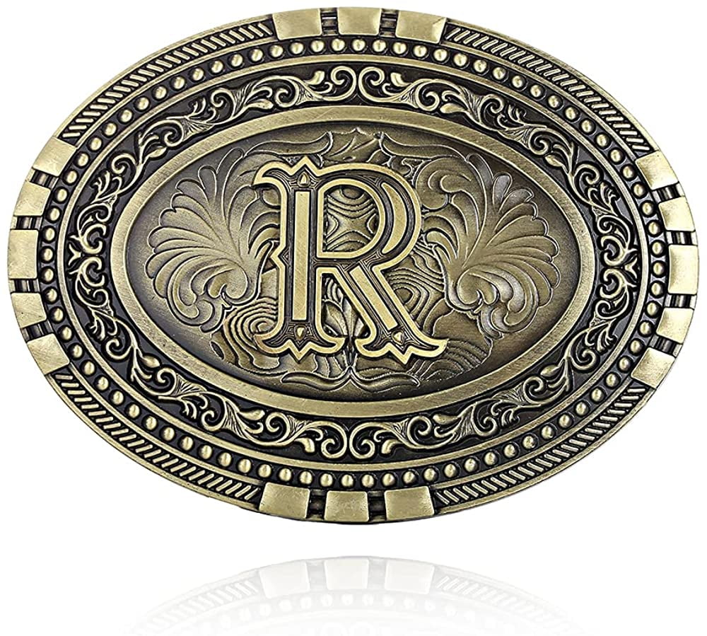 Western cowboy belt buckle initials ABCDEF TO Z Men's novelty upgraded