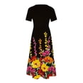 thumbnail image 3 of IROINNID Summer Dresses for Women 2024, Wedding Guest Maxi Dresses for Women , Round Neck and Short Sleeve Printed Flowy Casual Vacation Dresses, 3 of 4