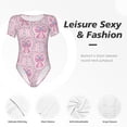thumbnail image 4 of Kdxio pink bows for Women's Short-Sleeved Onesie Stylish Round Neck Pajamas Bodysuit Jumpsuit Nightwear-Medium, 4 of 7