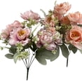 thumbnail image 4 of Flores Artificiales, Ramo de Flores Vintage de Peonias Artificiales Decoracion para Decoración del Hogar, Novia, Boda, Fiesta, Festival (Rojo y Blanco), 4 of 4