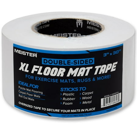 Meister Double-Sided XL Floor Mat Tape - Secures Exercise (Best Wrestling Mat Tape)