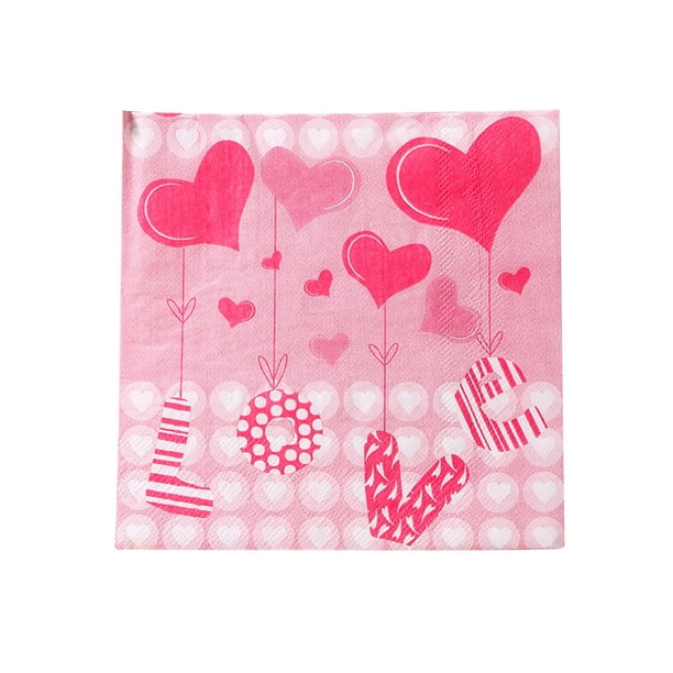 Decoraciones de la Fiesta de Cumpleaños Día de San Valentín Servilletas Impresas Desechables 16.5x16.5cm Toallas de Cara de Papel Multicolor Decoraciones de la Fiesta Del Té