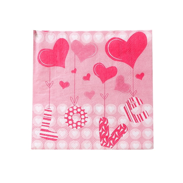 Decoraciones de la Fiesta de Cumpleaños Día de San Valentín Servilletas Impresas Desechables 16.5x16.5cm Toallas de Cara de Papel Multicolor Decoraciones de la Fiesta Del Té