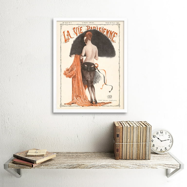 Vintage French Fashion La Vie Parisienne Mademoiselle Tartuffe Magazine  Cover Art Print Framed Poster Wall Decor 12x16 inch