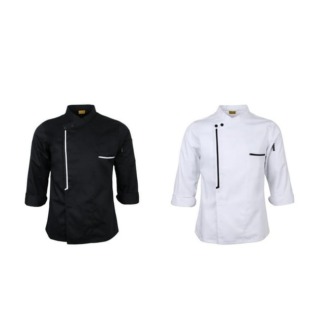 Chaqueta de primavera para hombre, 2 uds para proteger de manga larga, ropa de de cocina para panadería , negro se describe Blanco negro Soledad Chaquetas de cocinero