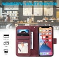 thumbnail image 2 of Allytech Luxury Wallet Case for iPhone 15 with Wrist Strap, [9 Card Slots] [1 Cash Pocket] Premium PU Leather + Soft TPU Shockproof Magnetic Clasp Kickstand Protective Case, Red, 2 of 21