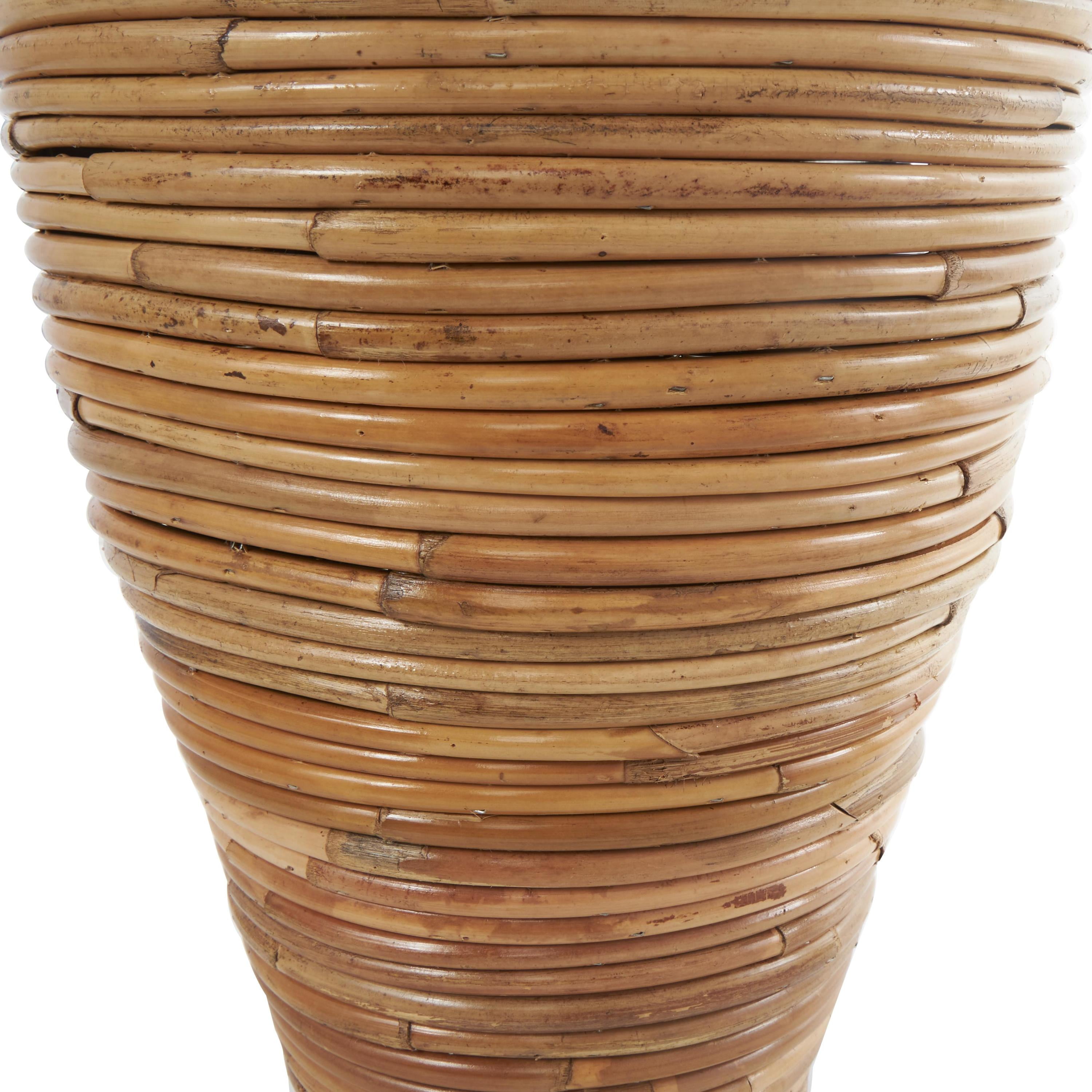 DecMode 37" Handmade Tall Wrapped Brown Rattan Vase