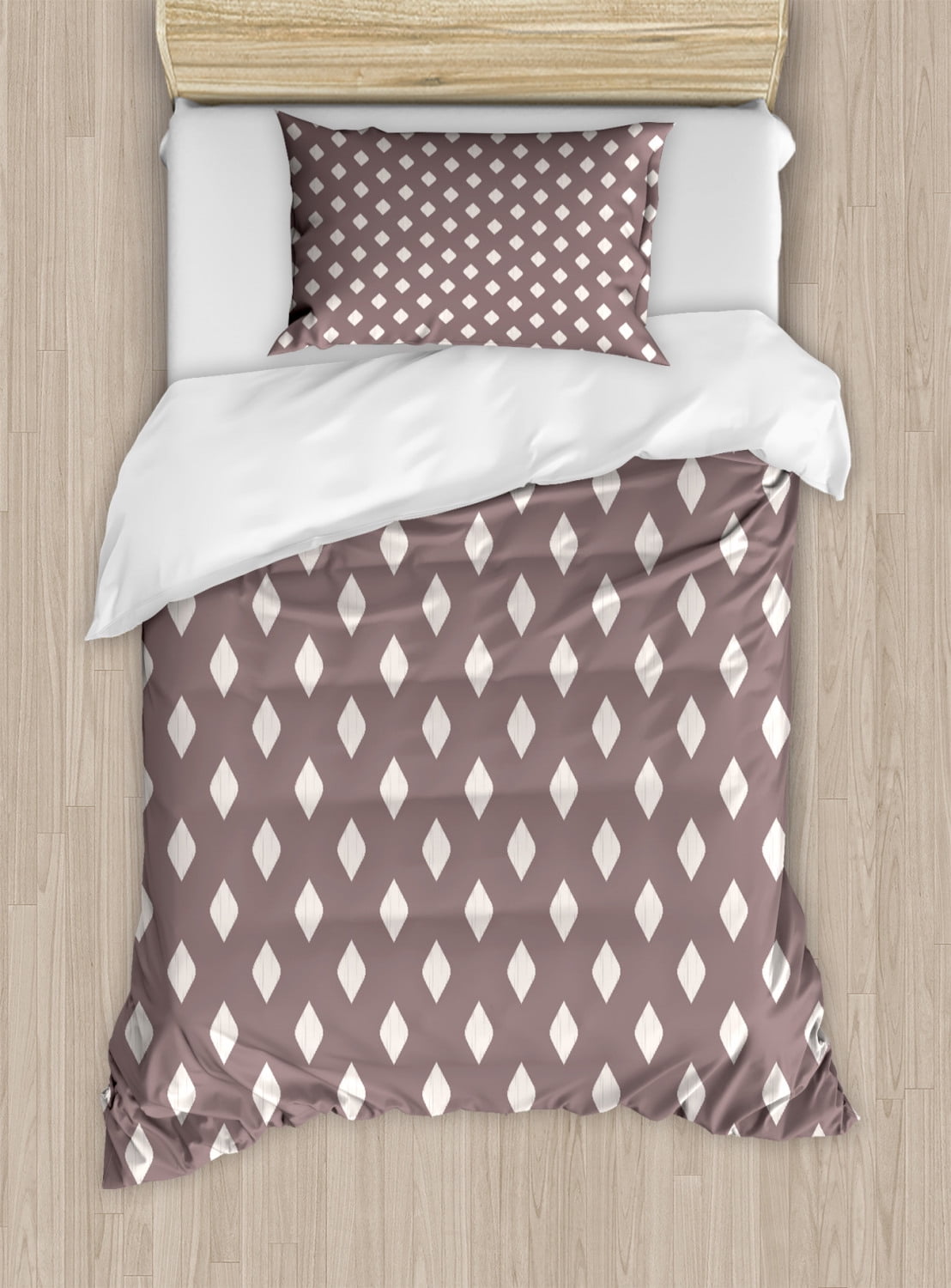 Geometric Duvet Cover Set Twin Size, Repeating Pattern of Ikat Style Nomadic Exotism of Rhombus