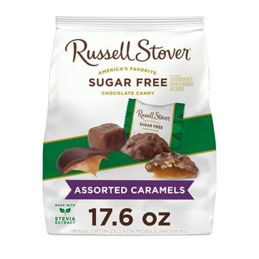 RUSSELL STOVER Sugar Free Assorted Caramels Chocolate Candy, 17.6 oz. bag (≈ 36 pieces)