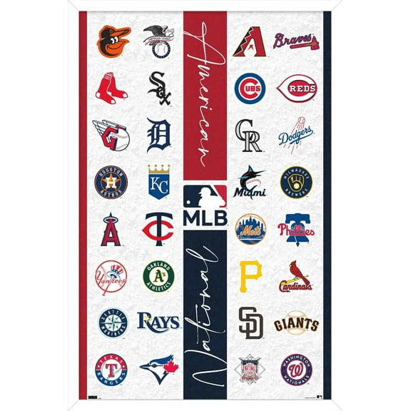MLB League - Logos 23 Wall Poster, 14.725" x 22.375" Framed