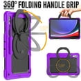 thumbnail image 3 of for Samsung Galaxy Tab S10 Ultra/S9 Ultra/S8 Ultra Case 14.6 inch, 360 Rotating Shockproof Cover with Stand, Handle, Shoulder Strap (SM-X920/X910/X900), Purple, 3 of 7