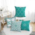 thumbnail image 2 of Pack of 4 Cushion Covers Geometric Pattern Decorative Cushion Cover Cotton Linen Pillowcases (50 x 50 cm, Green), 2 of 4