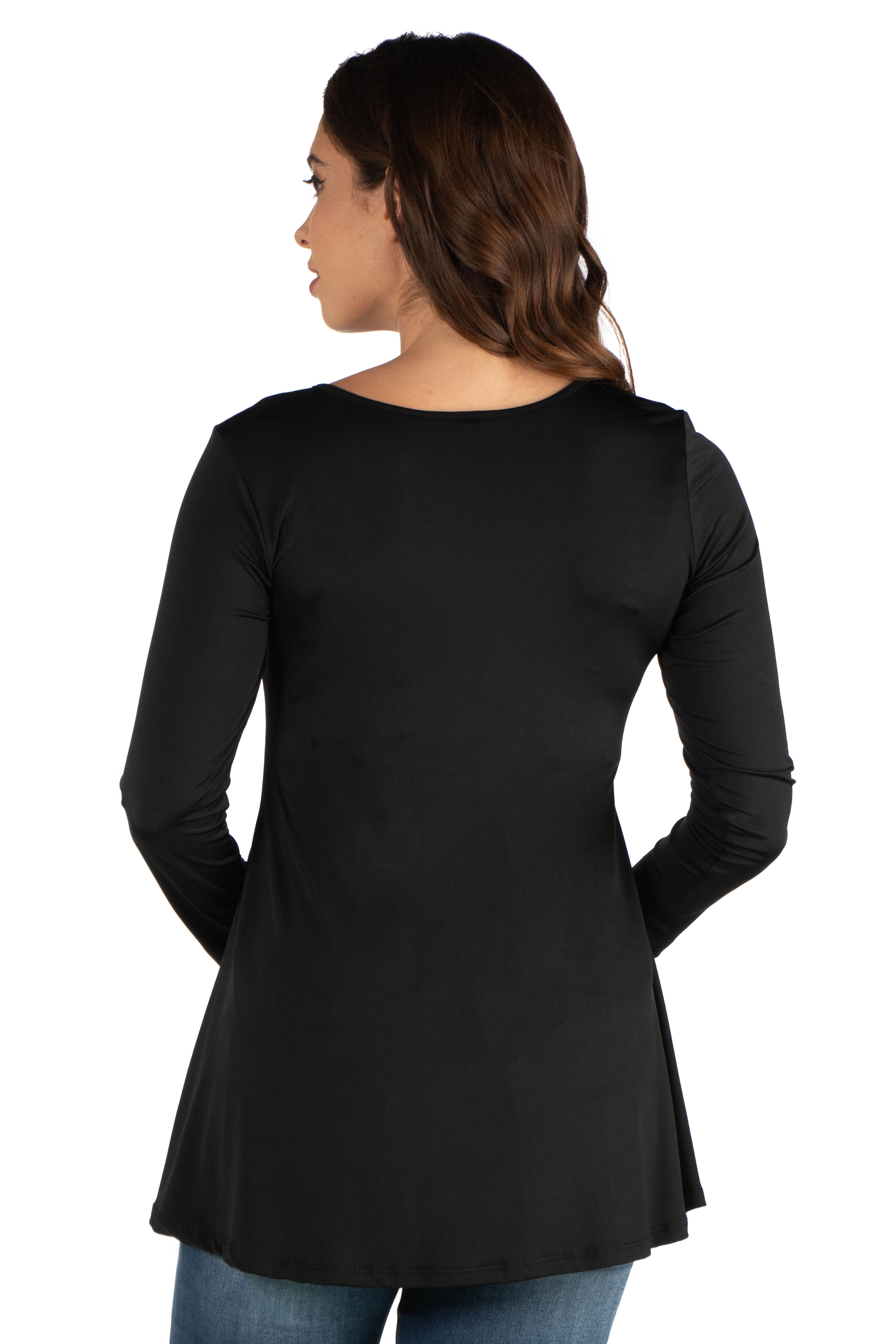 24seven Comfort Apparel Flared Long Sleeve Henley Maternity Top