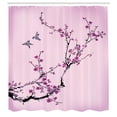 thumbnail image 2 of Ambesonne Nature Shower Curtain, Birds Cherry Branches Style, 69"Wx84"L, Pale Fuchsia, 2 of 4