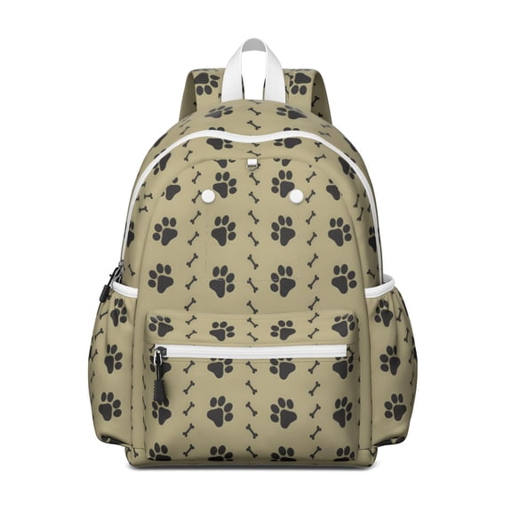 Paw Prints and Bones Backpack for School,Cute School Bag,Schoolbag with Adjustable Shoulder Straps & Padded Back,13.4"x11"x4.7"