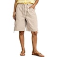 thumbnail image 2 of Breezora Women’s Baggy Cargo Denim Shorts – Wide Leg Knee Length Shorts with Pockets & Drawstring Waist, 2 of 6