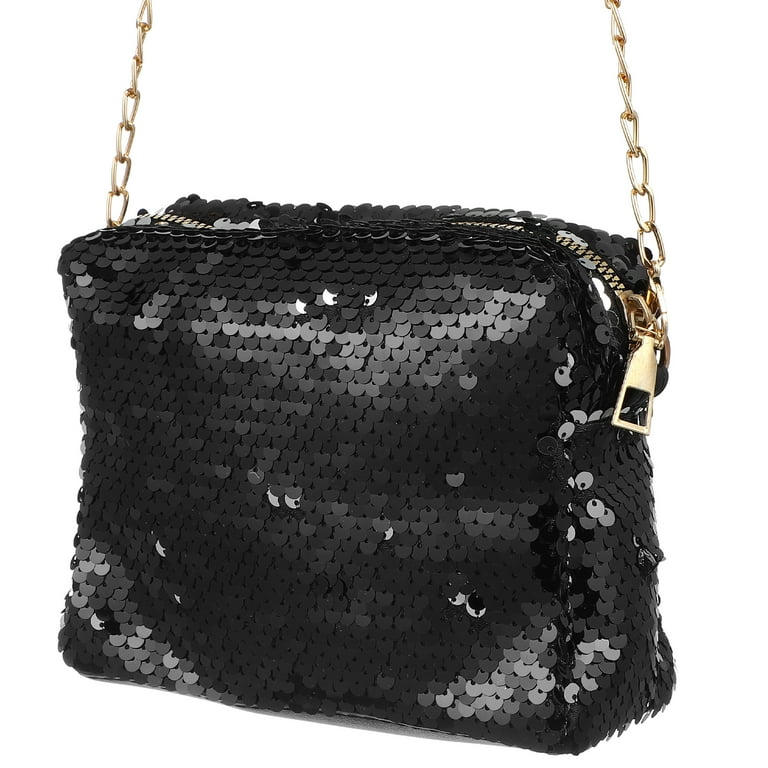 Black sequin evening bag top