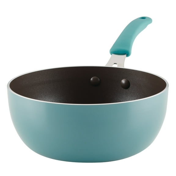 Rachael Ray Cook Create Aluminum Nonstick Saucier Pan, 3 Quart, Agave Blue