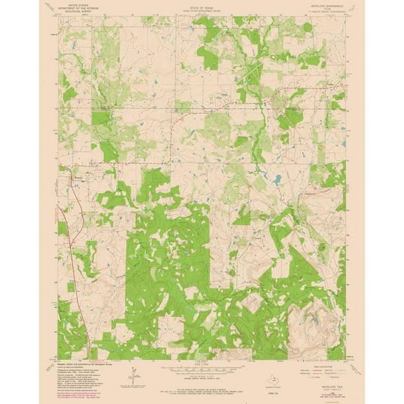 Topographical Map - Antelope Texas Quad - USGS 1964 - Vintage Wall Art