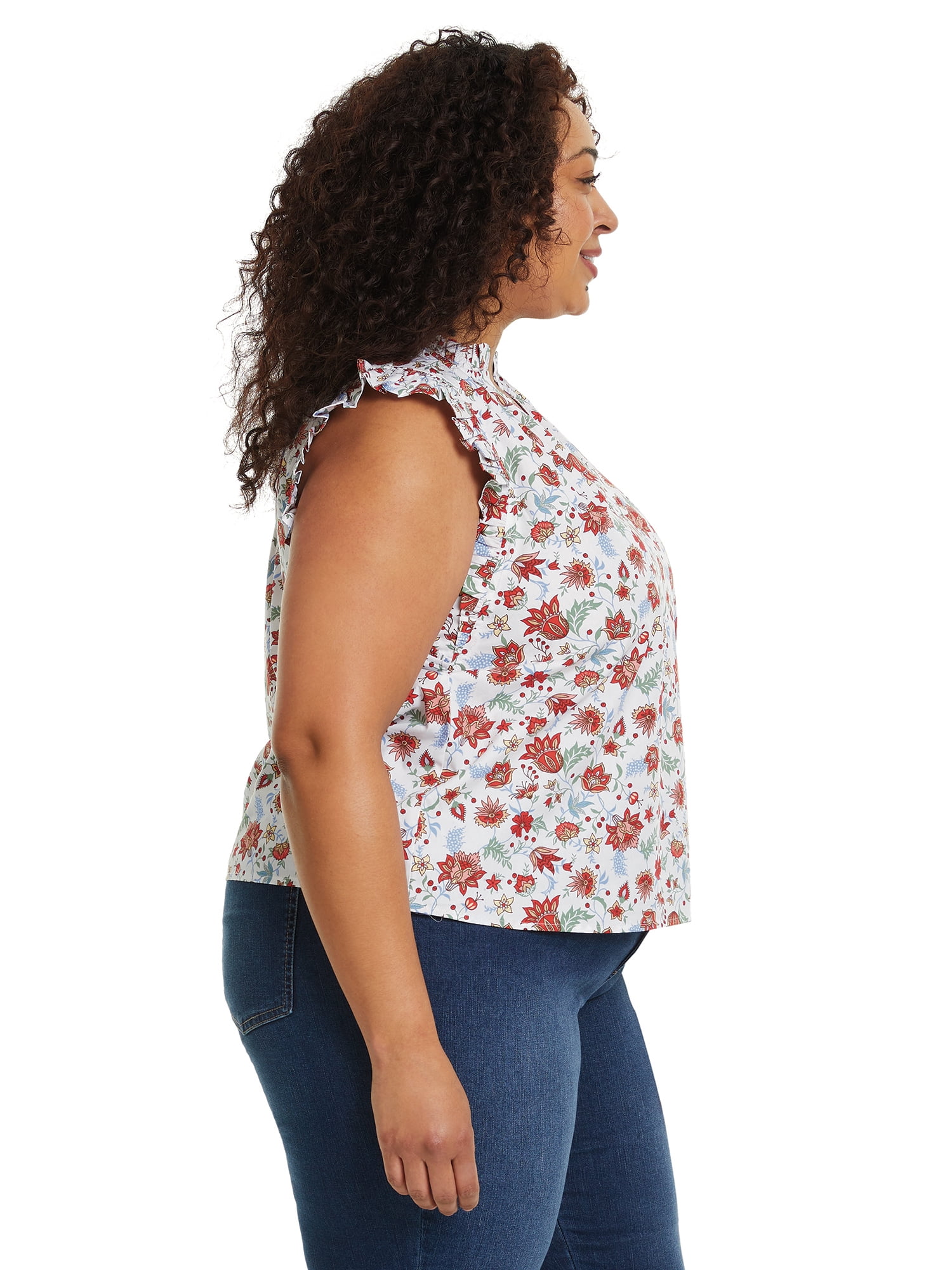 Gloria Vanderbilt Swan Series Women's Ruffle Sleeve Top, Sizes XS-XXL