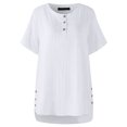 thumbnail image 2 of Camiseta a cuadros Mujer Botón de verano Blusa de manga corta Top suelto, Blanco, M kenally AP001353-02, 2 of 7