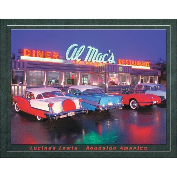 Desperate Enterprises Lucinda Lewis - Roadside America - Al Mac's Diner Tin Sign - Nostalgic Vintage Metal Wall Décor - Made in USA
