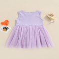 thumbnail image 4 of Bébé bébé Filles Maille Tutu Robe Sans Manches Imprimé Tulle Ourlet Robe de Princesse Parti Violet 3-4 Ans, 4 of 7