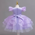thumbnail image 4 of Lace Flower Sleeveless Gown Dress with Bow Decoration for Girls, Kids Wedding Bridesmaid Pageant Party Formal Long Gown Princess Tulle Floral Embroidery Girl Birthday Party Dresses - 2-10T, 4 of 7