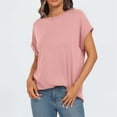 thumbnail image 2 of Tiqkatyck Womens Tops on Sale, Women Tops Casual Basic T Shirts Loose Fit Crewneck Short Sleeve Summer Outfits Long Sleeve Shirts for Women Blouses for Women Dressy Casual Pink XL, 2 of 9