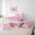 thumbnail image 6 of meiyoeat Kawaii Bowtie Alphabet J 7 Pieces Full Size Bedding Sets For Kids,3D Pink Initial Letter Print Full Size Bed in a Bag For Girls,Pink Reversible, 6 of 7
