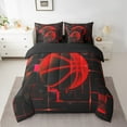 thumbnail image 2 of Erosebridal Red Basketball Bedding Twin Size,Modern Geometric Grid Comforter Sets with Sheets,Glowing Neon Light Bedding Sets Twin Size For Teens,Breathable Room Decor Reversible,7pcs, 2 of 6