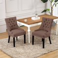 thumbnail image 2 of Costaelm Bellmount Fabric Wingback Tufted Dining Chair 2 Pc Set in Brown, 2 of 12