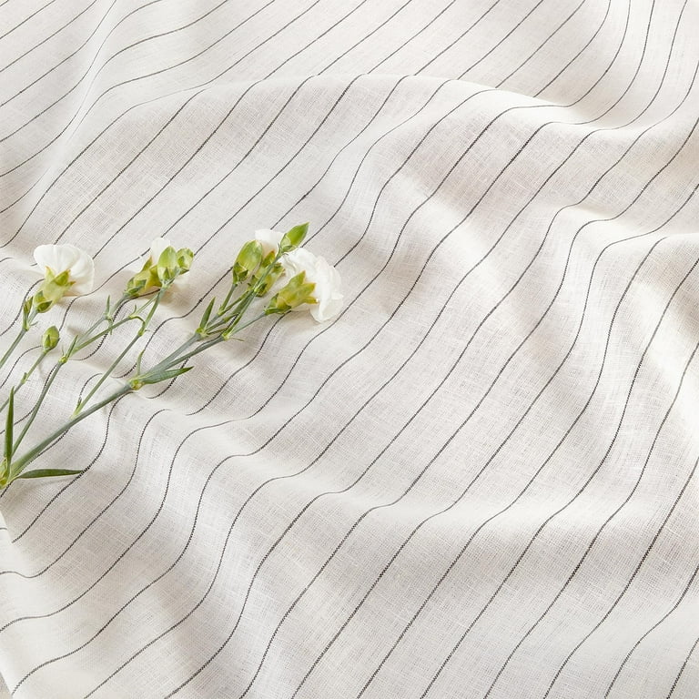 Solino Home 100% Pure Linen Square Tablecloth 52x52 Inch - Natural & White Classic Table Throw, Machine Washable For Thanksgiving & Holidays