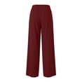 thumbnail image 5 of DHFJKG Womens Wide Leg Pants Jogging Bottoms Solid Color Drawstring Elastic Waist Loose Fit Pleated Summer Breathable Pants Soft Trousers, 5 of 6