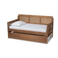 thumbnail image 2 of Baxton Studio Toveli Vintage French Inspired Ash Wanut Finished Wood and Synthetic Rattan Daybed with Trundle, 2 of 7