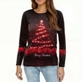 thumbnail image 5 of SYMOID Womens Christmas Long Sleeve Top - Wine, Crew Neck, Christmas Tree & Merry Christmas Print, Polyester-Spandex Blend, Regular Fit, S-XXL,Size XL, 5 of 5