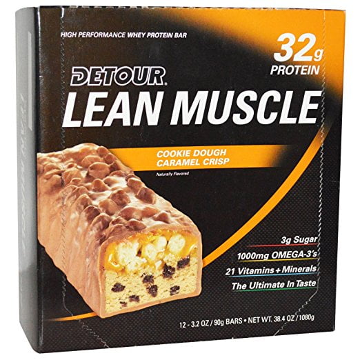 Detour, Lean Muscle Bars, Cookie Dough Caramel Crisp, 12 Bars, 3.2 oz by