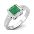 thumbnail image 2 of 6 MM Square Emerald Halo Accent 925 Sterling Silver Women Wedding Valentines Day Gifts Ring, 2 of 3