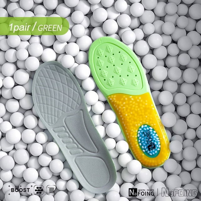 Sport Insoles Arch Support Breathable Technology Design Shock Absorption Shoes Pad Outdoor Running Rzoom Air Cushion Insole Green EU41-42(260mm)