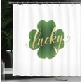 thumbnail image 3 of Ambesonne Lucky Shower Curtain, Shamrock Leaf and Wording, 69"Wx84"L, Fern Green Beige White, 3 of 4