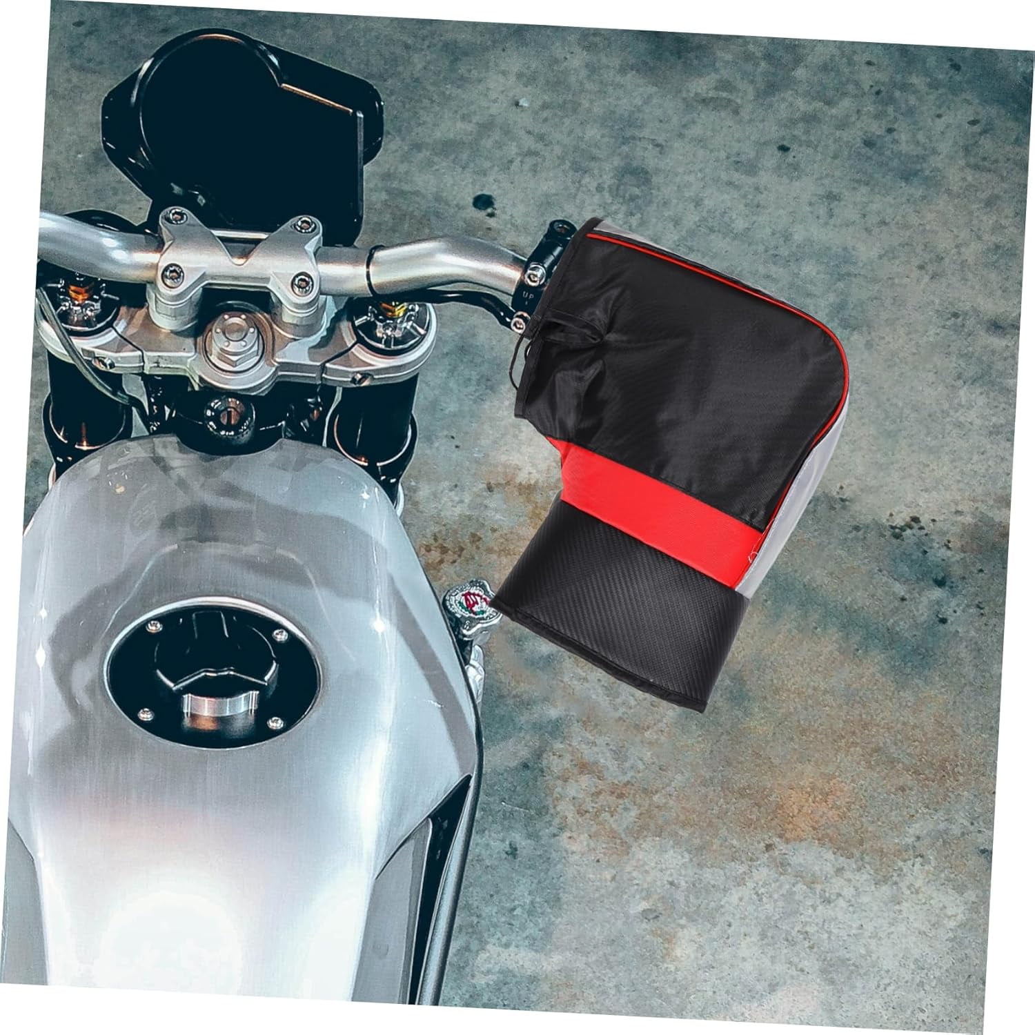 Ljia 1 Pair Waterproof Oxford Electric Motorcycle Handlebar Gloves Thickened Windproof Mittens for Cold Weather Riding Insulated Hand Covers for Winter Biking A416