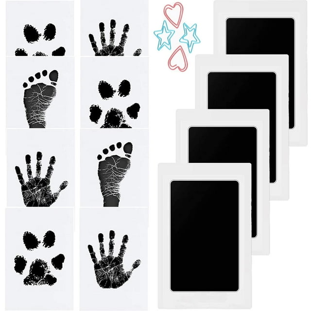 Juego de huellas de manos y pies de bebé, juego de 4 piezas de huellas de bebé, juego de huellas de bebé, almohadilla de tinta Clean Touch para baby shower