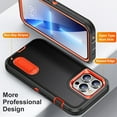 thumbnail image 3 of SaniMore for iPhone 14 Pro 6.1" 2022 Hybird Case, Rugged PC Back Shockproof TPU Shell Metal Hidden Kicksatnd Drop Resistant Anti-slip Heavy Duty Protective Case for iPhone 14 Pro 6.1", Black+Orange, 3 of 8