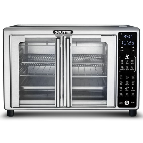 Gourmia French Door 6-Slice Digital Toaster Oven Air Fryer, 19 One-Touch Presets, 24L, Stainless Steel