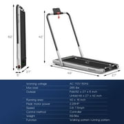 Costway Up To 7.5MPH 2.25HP 2-in-1 Folding Under Desk Treadmill W/Speaker Controller APP, Single Display Screen Silver