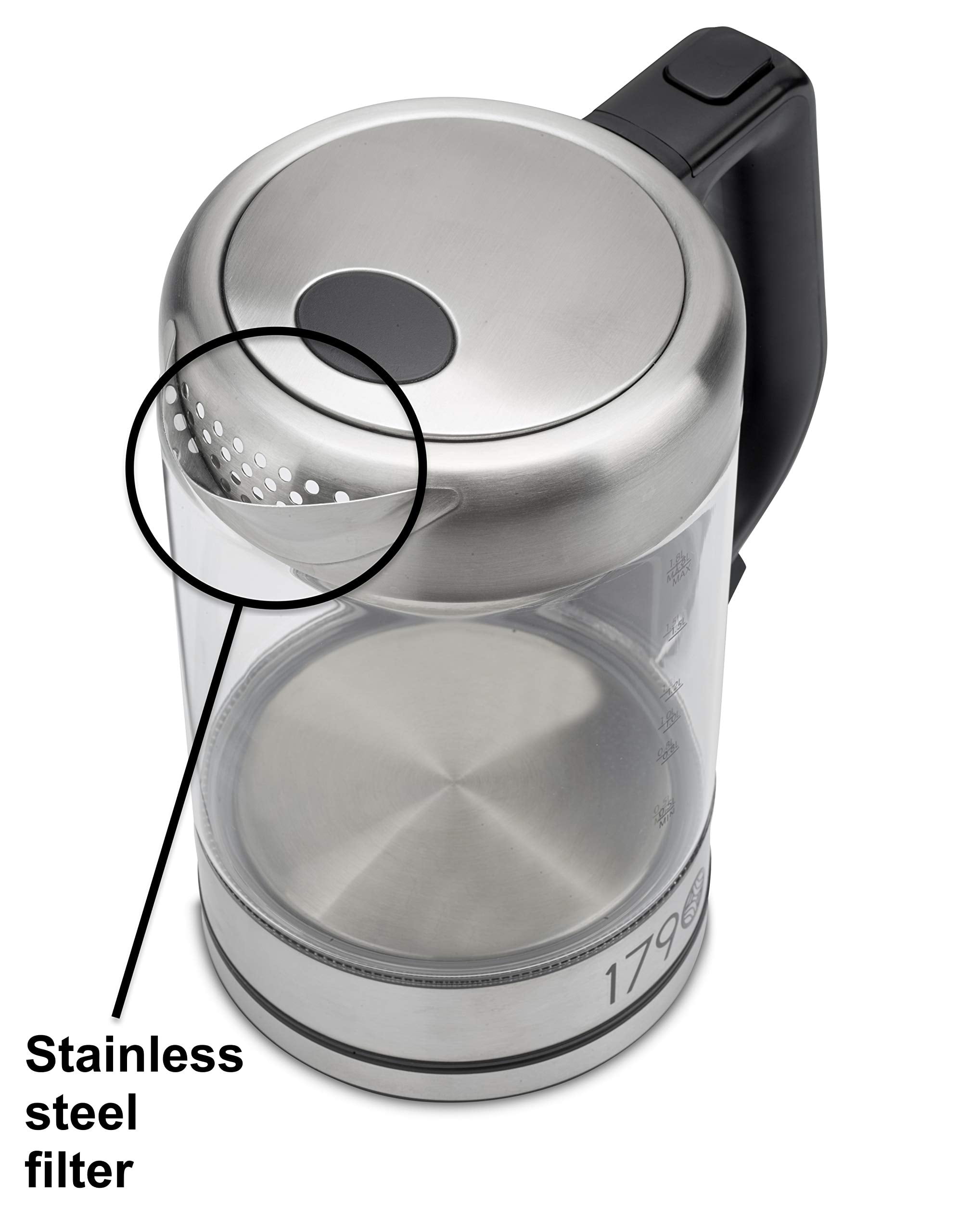 1790 Electric Water Kettle BPA Free Auto Shutoff Fast and Quiet
