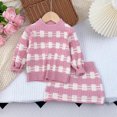 thumbnail image 2 of Odeerbi 3-8 Years Kids Girls Winter Outfits Plaid Long Sleeve Sweater with Bodycon Skirt Two-piece Set Bow Tie Knitted Short Skirt Set Kids Girls Clothes, 2 of 5