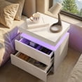 thumbnail image 3 of Juego de mesitas de noche i-aplus LED con cajones de madera, 2 unidades, color blanco, 3 of 8