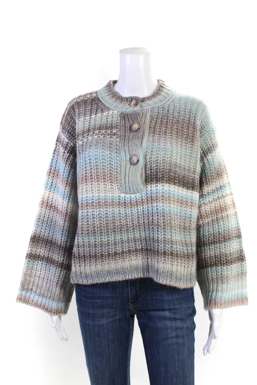 Something Navy Womens Ombre Henley Sweater Brown Combo Size XS - Walmart.com