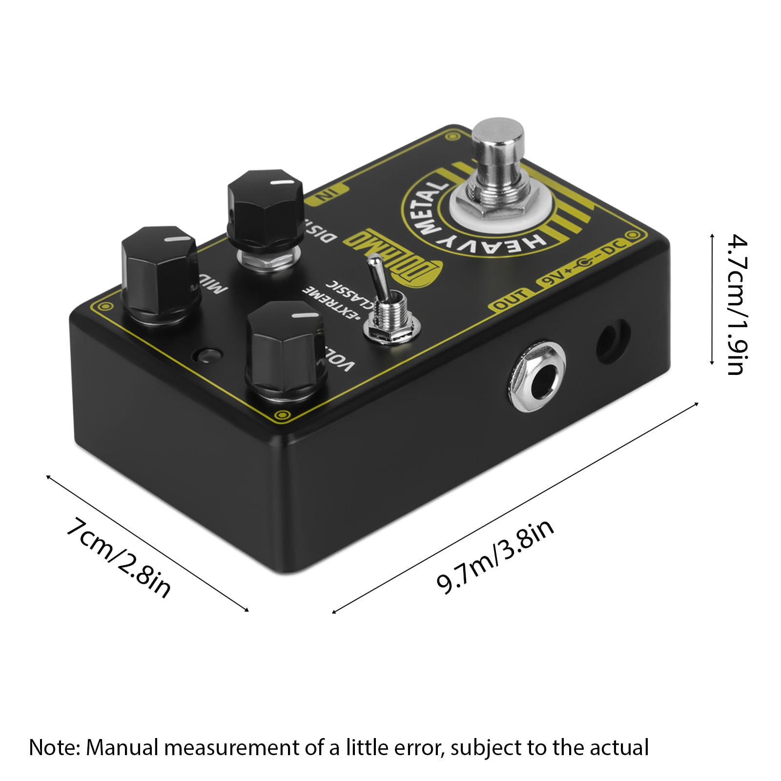 Elowen Guitar Heavy Metal Pedal Pedal Heavy Metal Guitar Effects Pedal High Gain Distortion Volume/Mid DC 9V 6.35mm Input/Output Interface Extreme and Classic Two-Way Selector Switch Electric Guitar